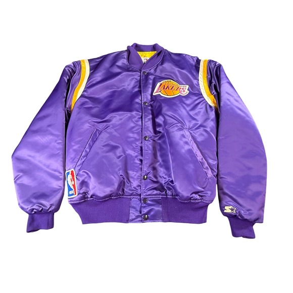 STARTER Other - VINTAGE 80S LOS ANGELES LAKERS NBA STARTER SATIN PATCH BOMBER JACKET